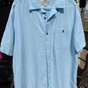 Island Shores XL Hawaiian Button-Up Shirt Baby Blue